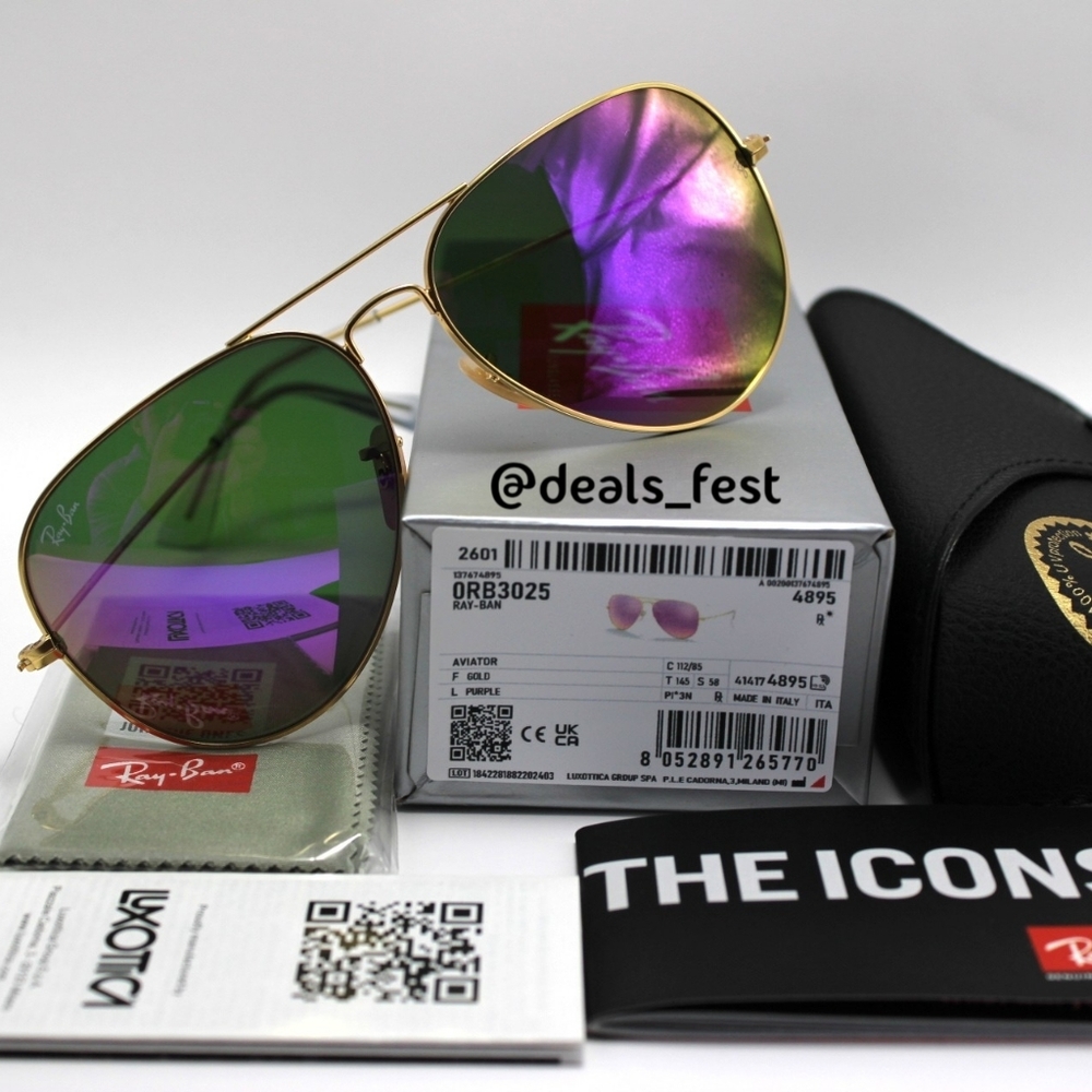 Model Display Ray-Ban Aviator Purple Mirror RB3025